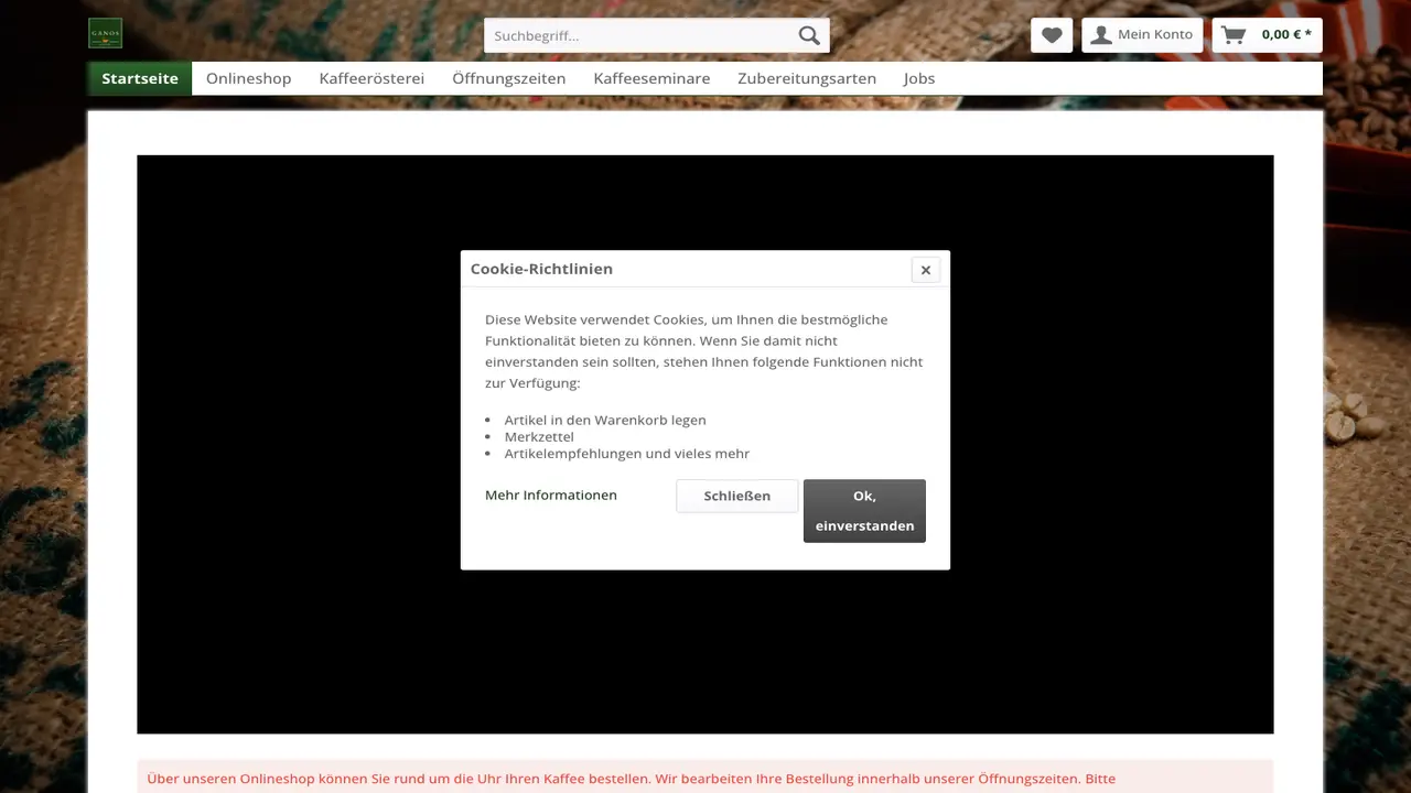 Website der Ganos Kaffee-Kontor & roasting AG