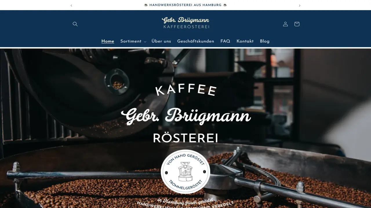 Website der Gebr. Brügmann - Kaffeerösterei