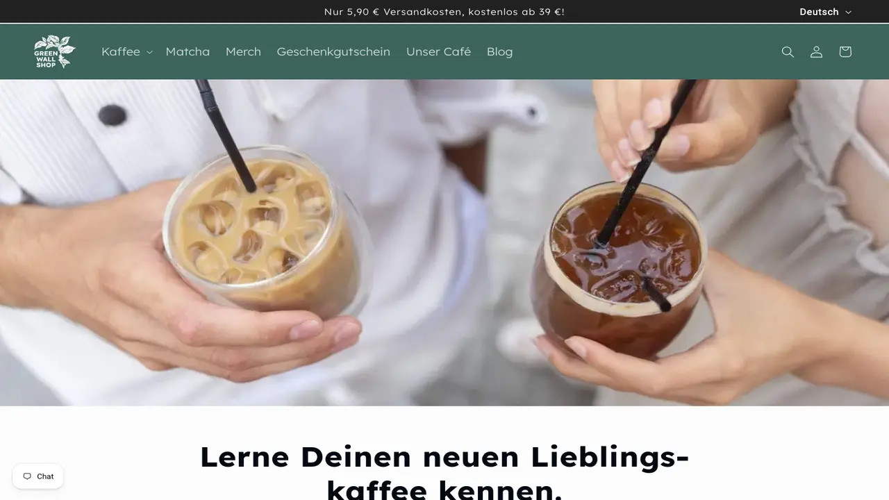 Website der Green Wall Coffee