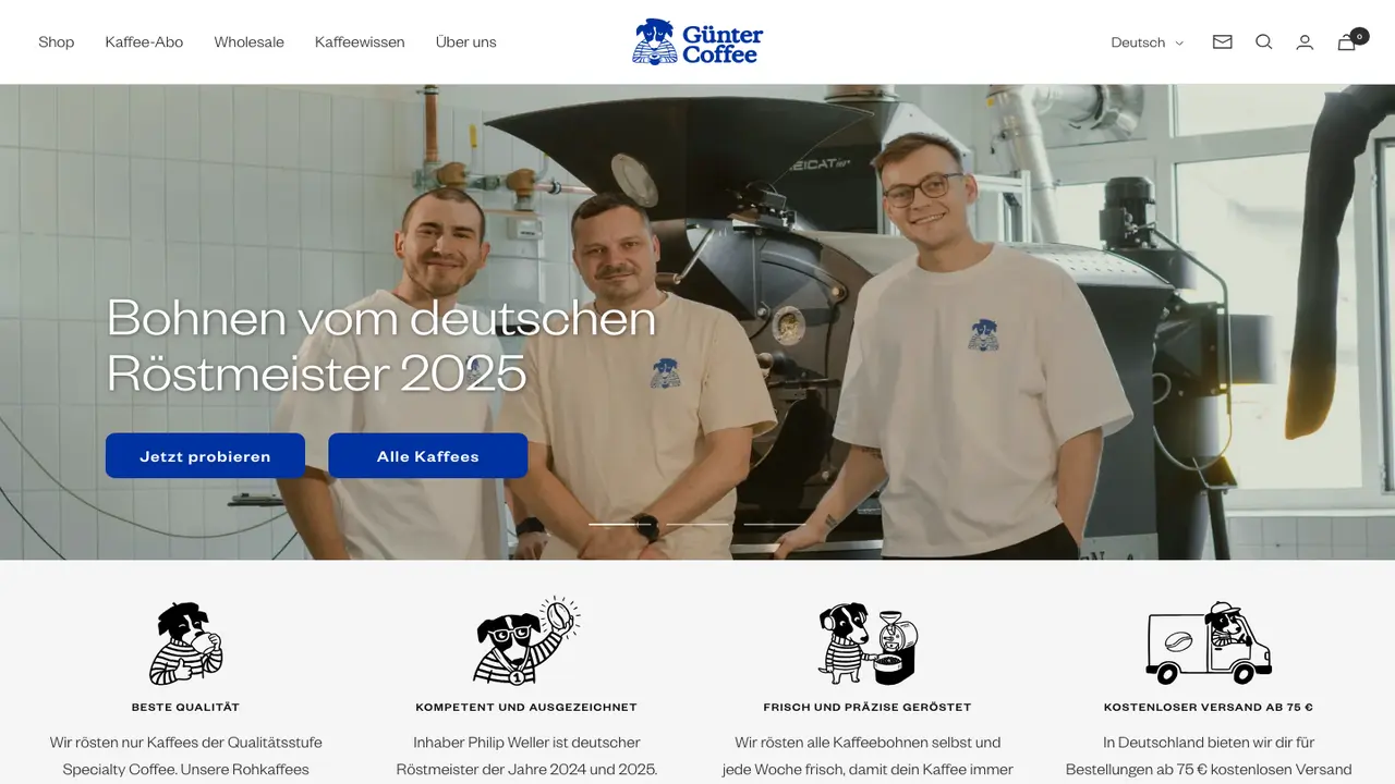 Website der Günter Coffee Roasters | NUR ANLIEFERUNG