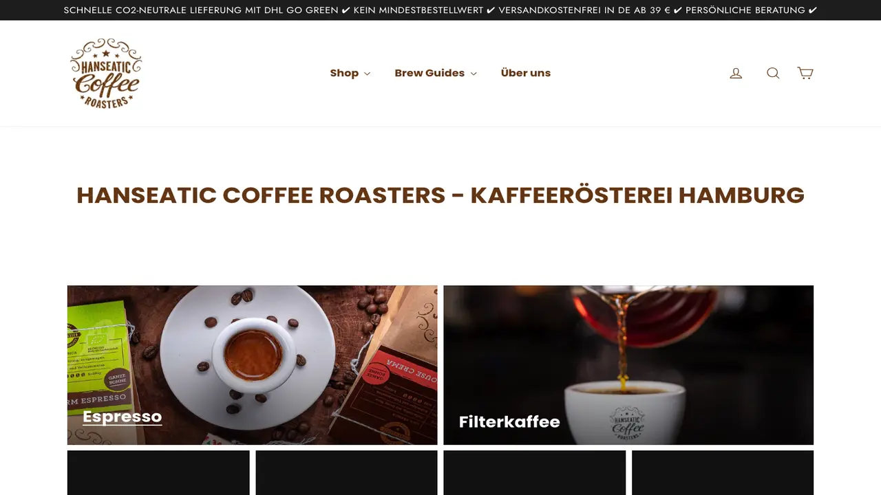 Website der Hanseatic Coffee Roasters