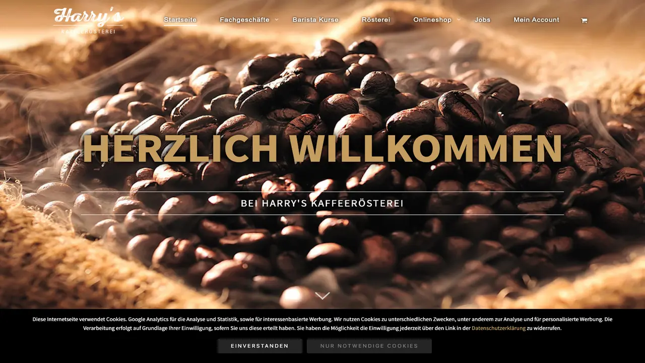 Website der Harry’s Coffee Roastery