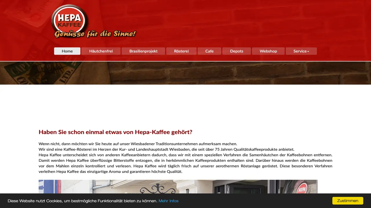 Website der Hepa Kaffee GmbH