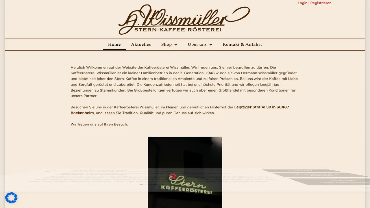 Website der Hermann Wissmüller KG Stern Kaffee