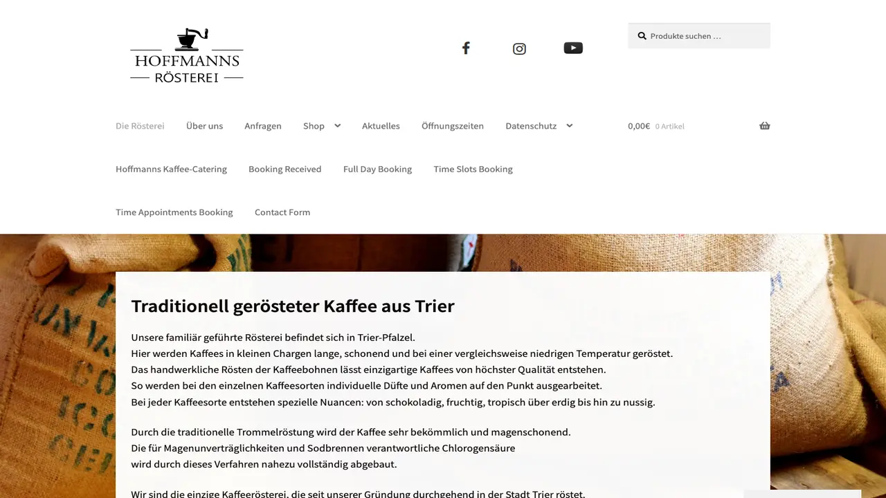 Website der Hoffmanns Rösterei