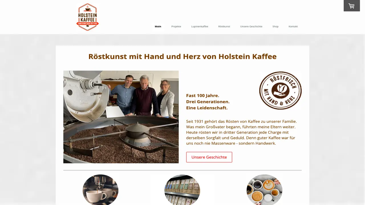 Website der Holsteinische Kaffee- Großrösterei Johannes Suhren KG