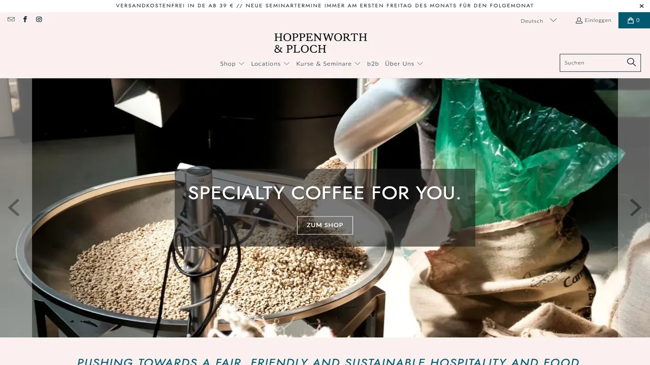 Website der Hoppenworth & Ploch Rösterei