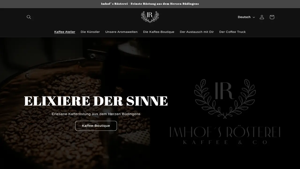 Website der Imhof´s Rösterei-Catering e.K.