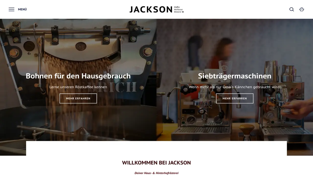 Website der JACKSON Kaffee Werkstatt Rösterei