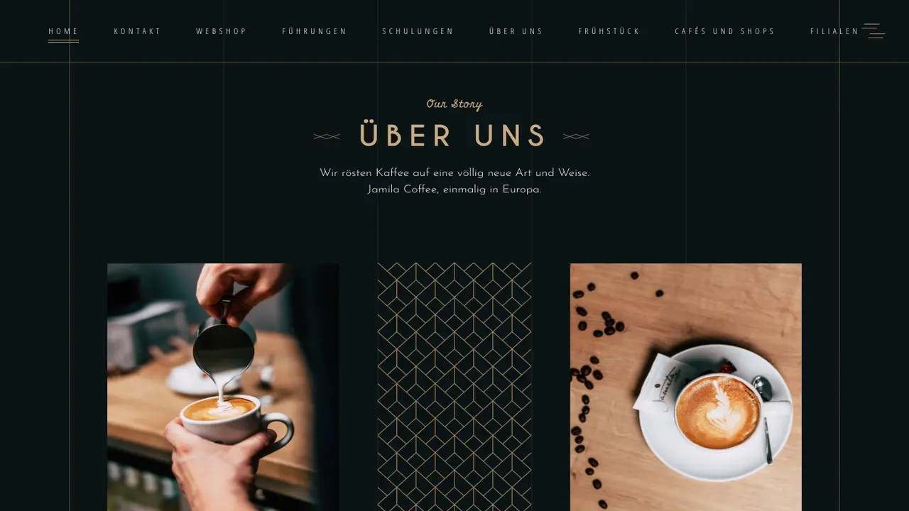 Website der Jamila Coffee GmbH (Kaffeerösterrei mit Cafelounge)