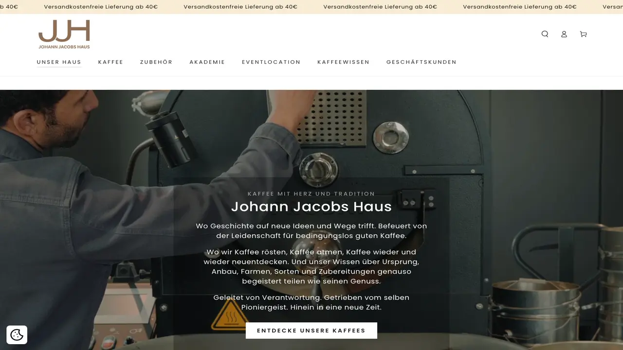 Website der Johann Jacobs Haus GmbH