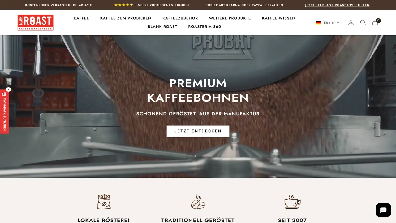 Website der Kaffee Branding