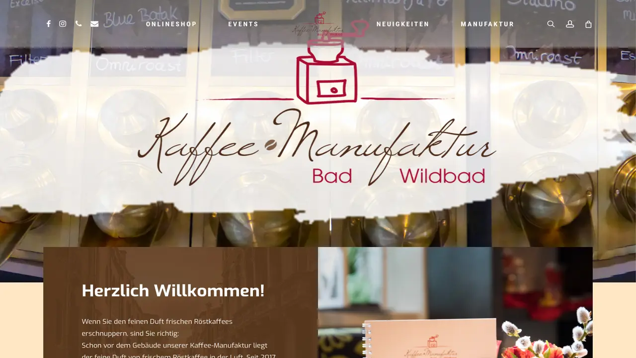 Website der Kaffee-Manufaktur Bad Wildbad GmbH