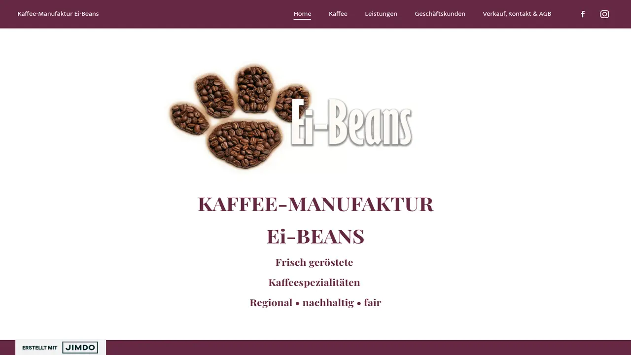 Website der Kaffee-Manufaktur Ei-Beans
