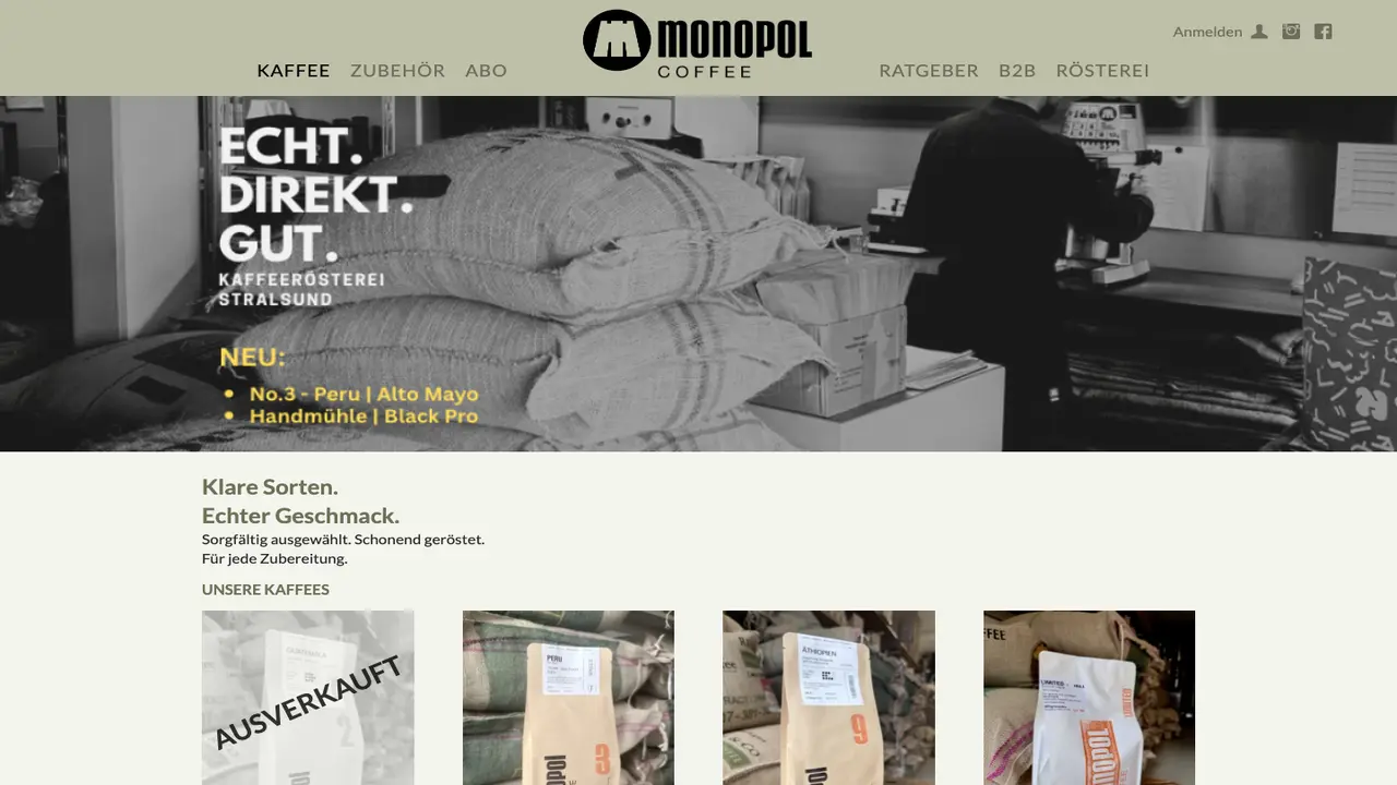 Website der kaffee monopol