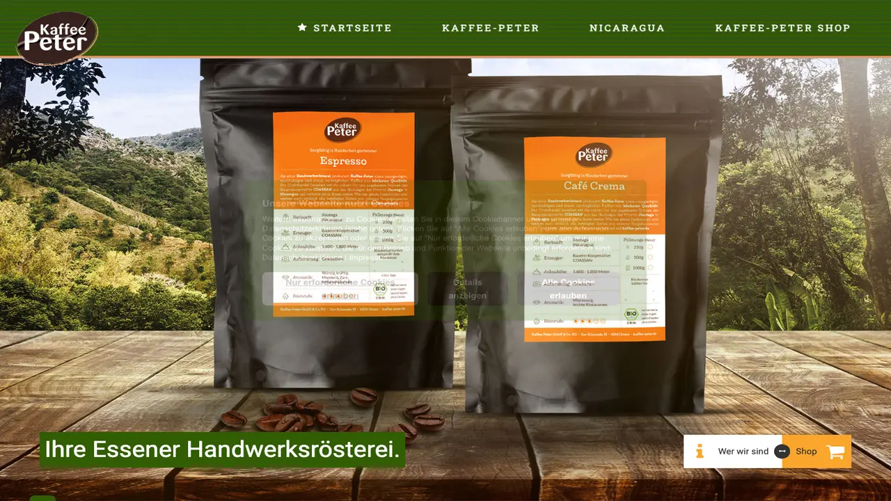 Website der Kaffee-Peter GmbH & Co. KG