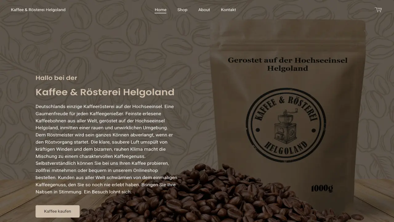 Website der Kaffee & Rösterei Helgoland