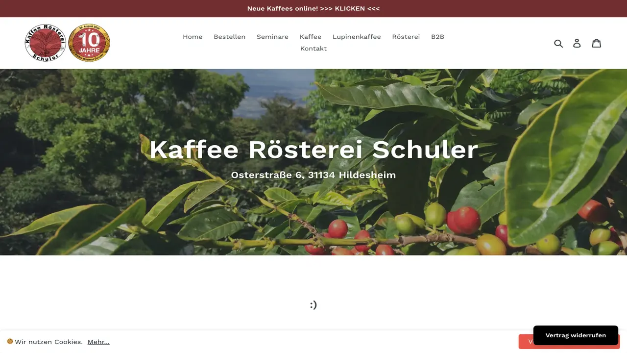 Website der Kaffee Rösterei Schuler