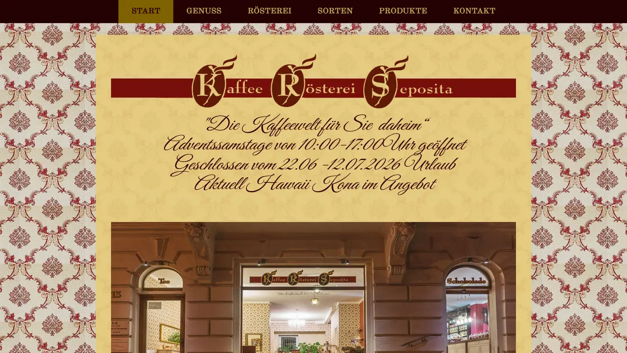 Website der Kaffee Rösterei Seposita