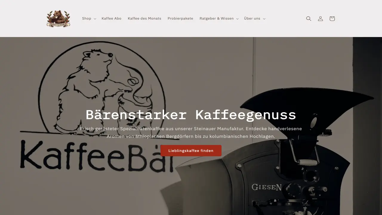 Website der KaffeeBär Kaffeerösterei