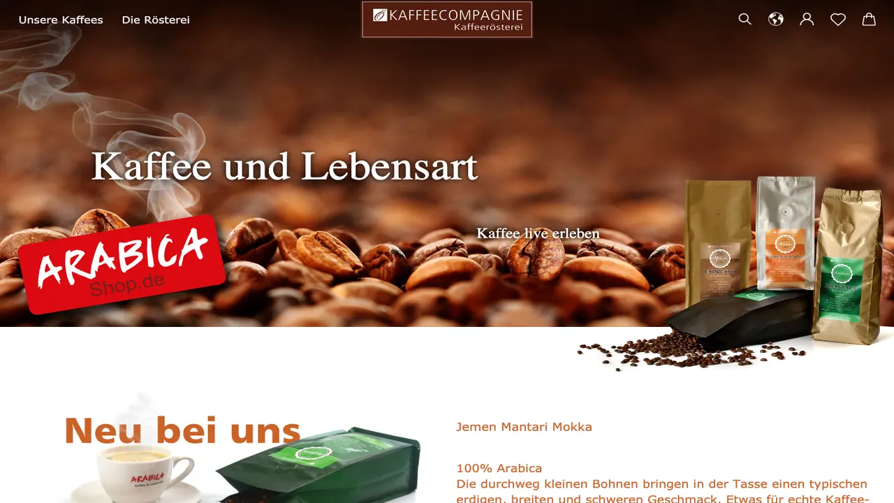 Website der Kaffeecompagnie