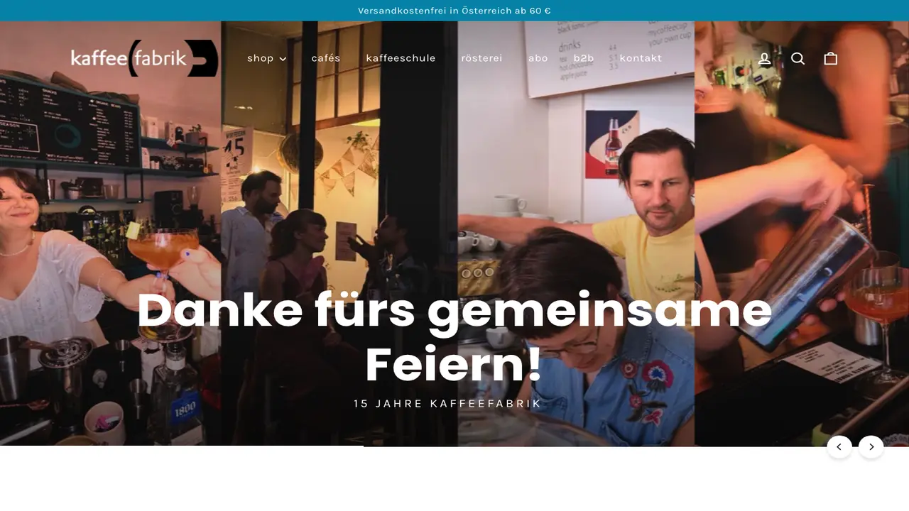 Website der Kaffeefabrik
