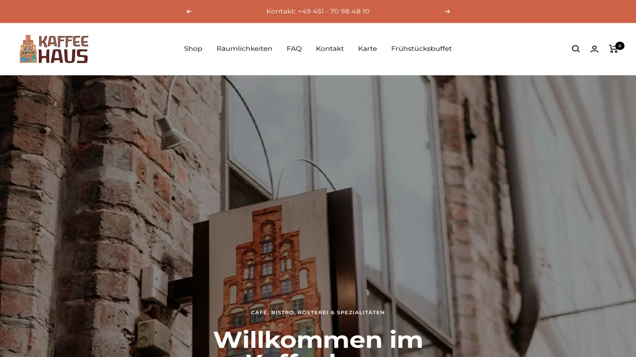 Website der Kaffeehaus Lübeck