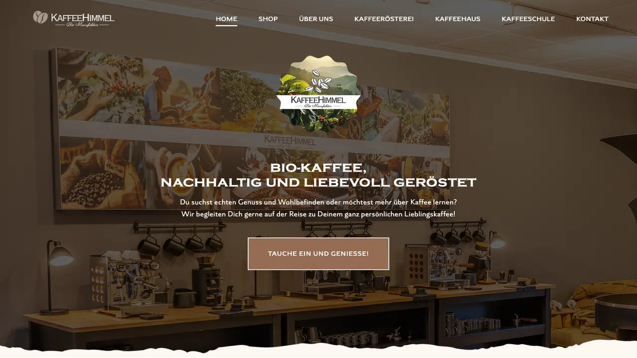Website der Kaffeehimmel Bio Manufaktur GmbH