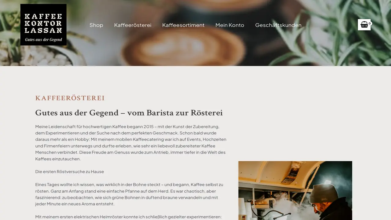 Website der Kaffeekontor Lassan