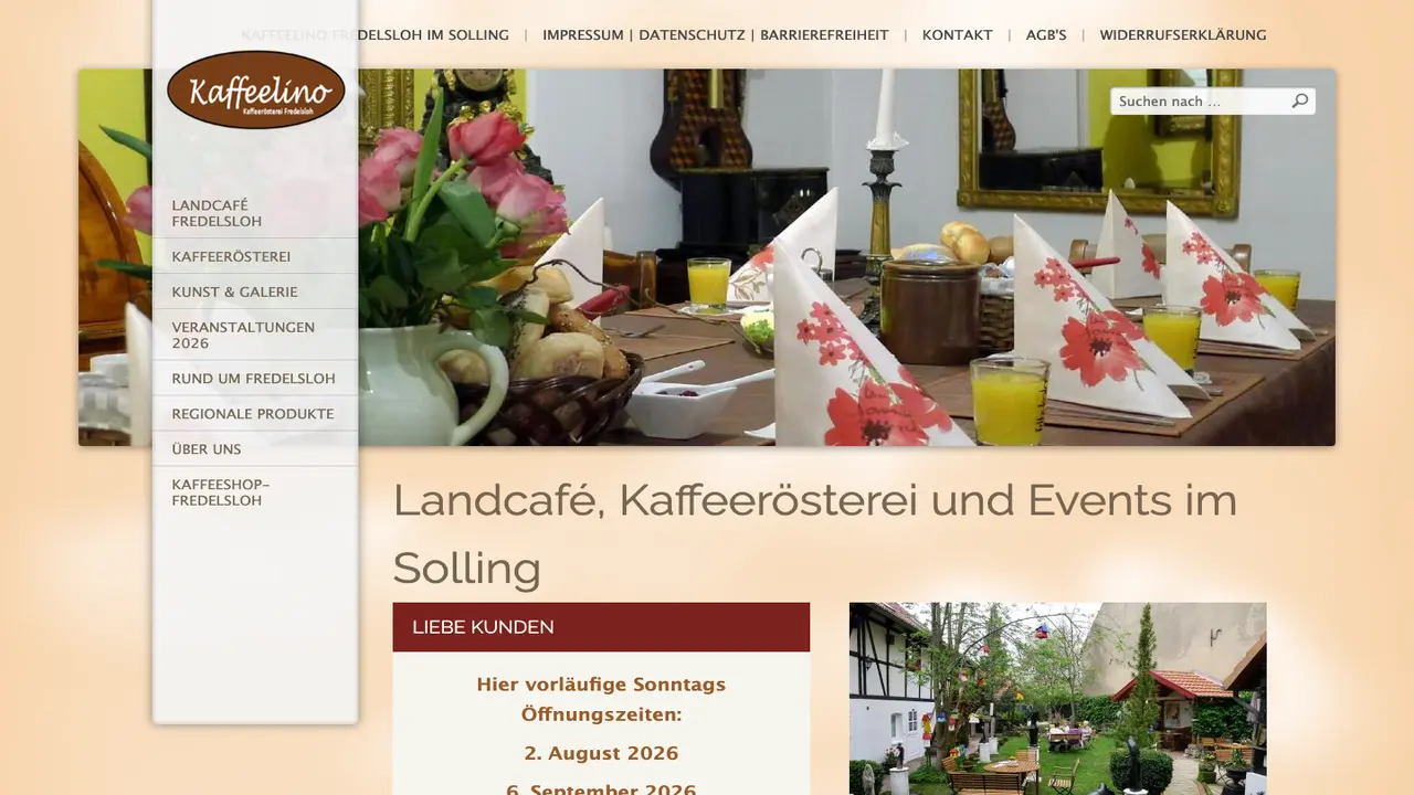 Website der Kaffeelino Kaffeerösterei
