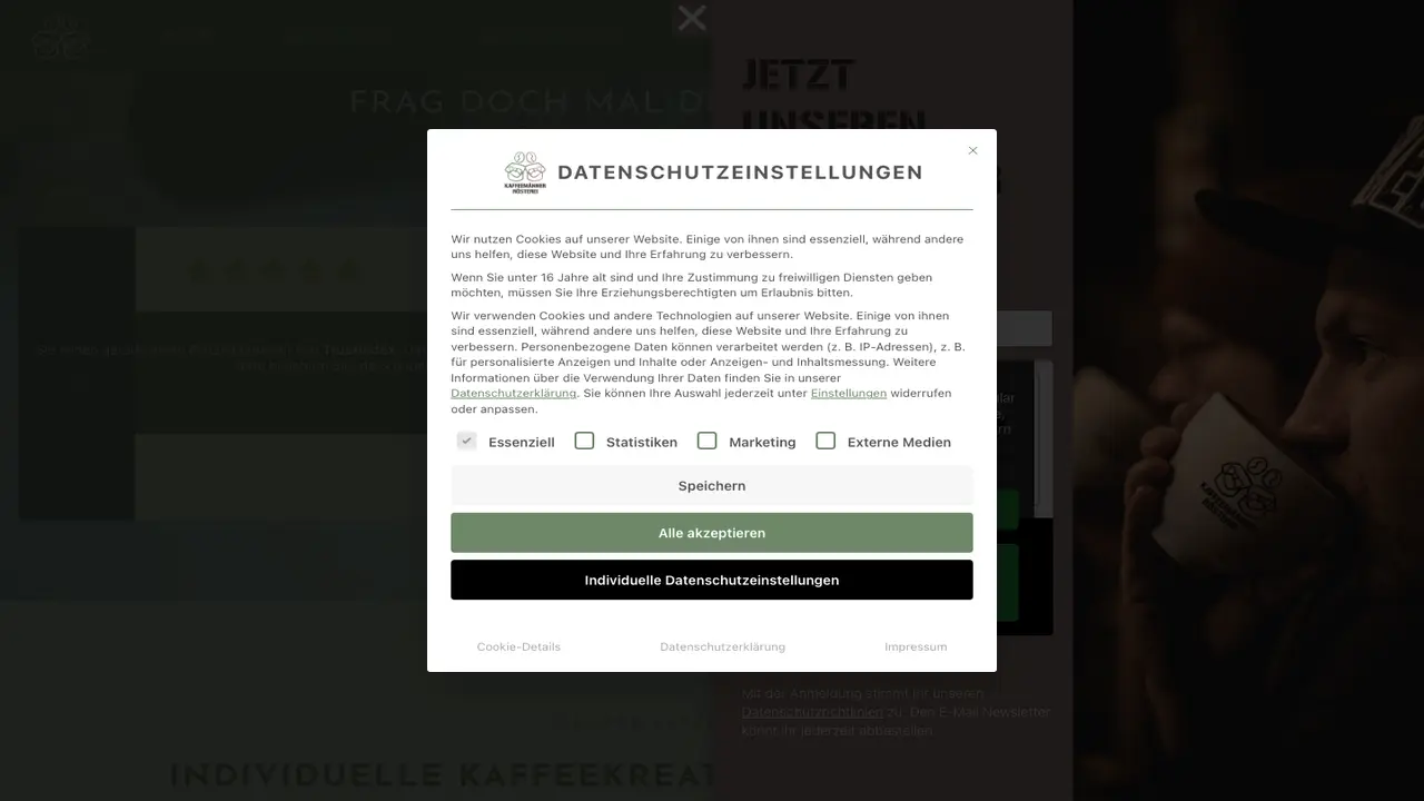 Website der Kaffeemänner Rösterei