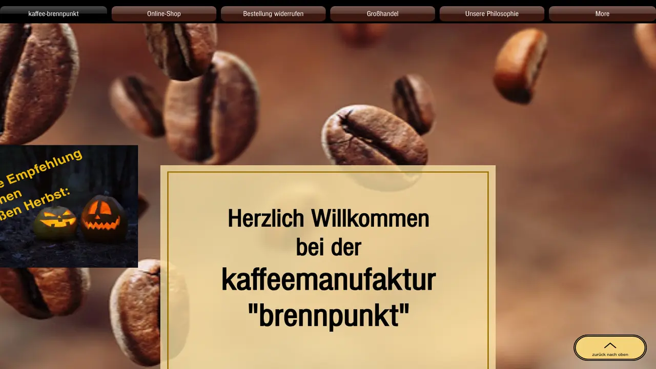 Website der Kaffeemanufaktur "brennpunkt"