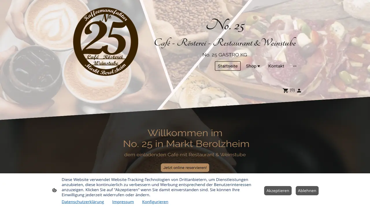 Website der Kaffeemanufaktur No. 25