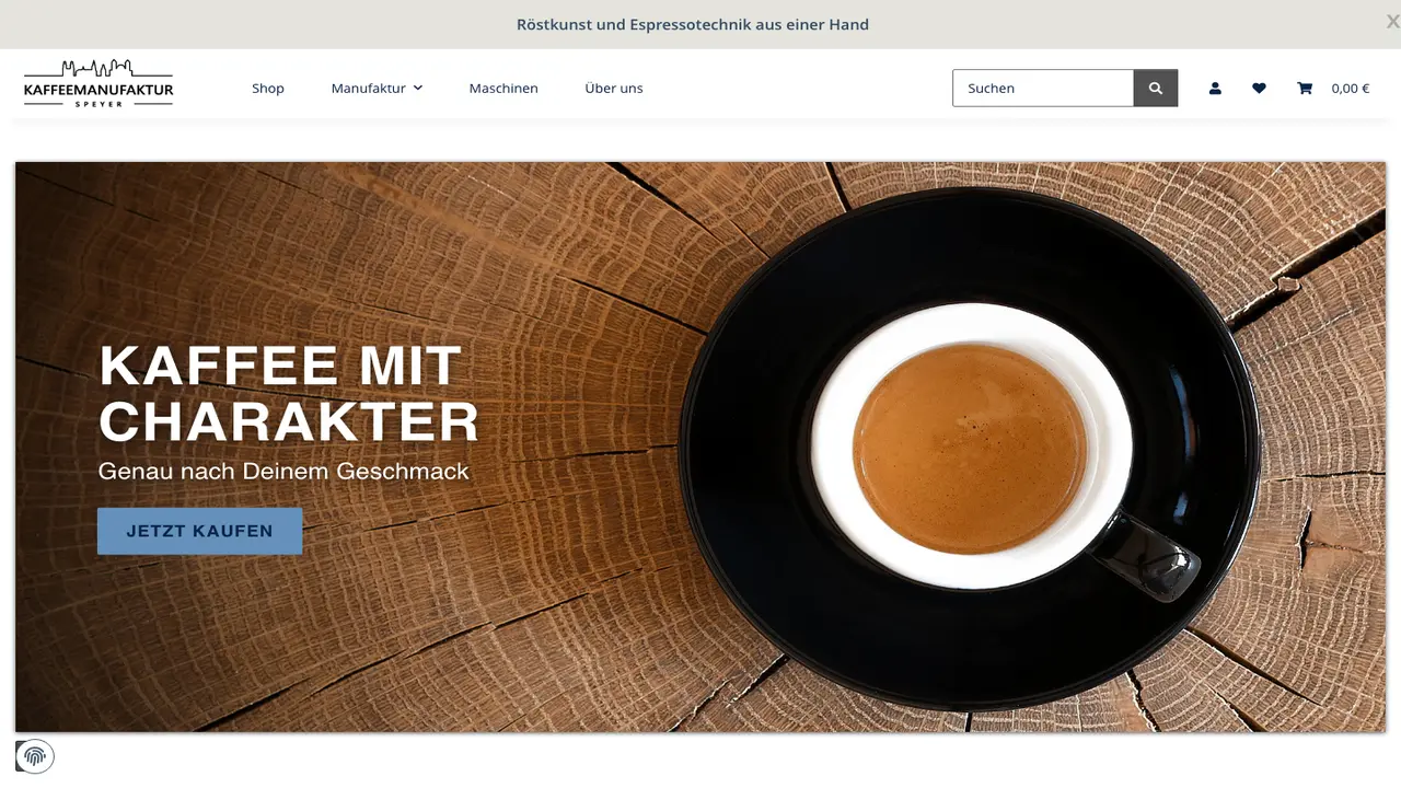 Website der Kaffeemanufaktur Speyer