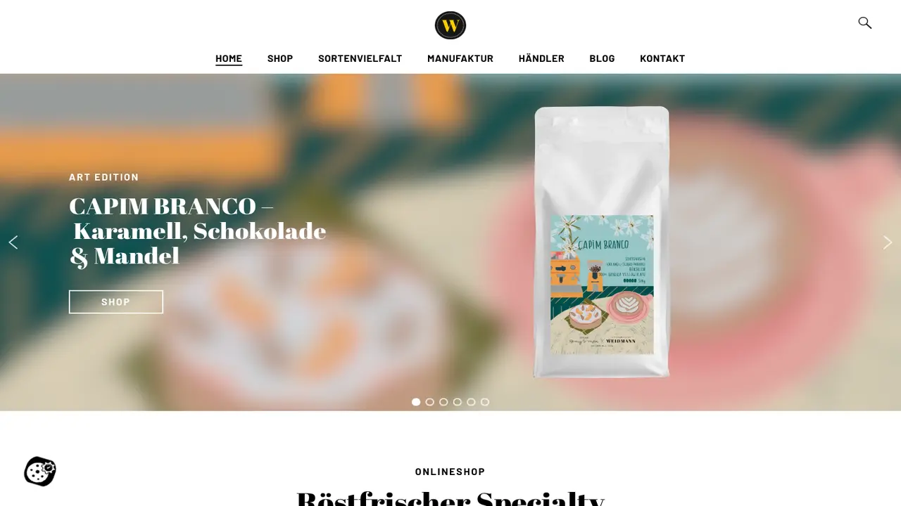 Website der Kaffeemanufaktur Weidmann