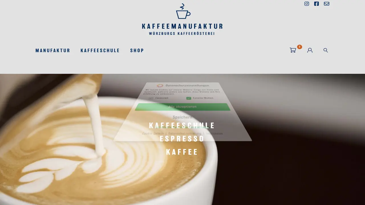 Website der Kaffeemanufaktur – Würzburgs Kaffeerösterei