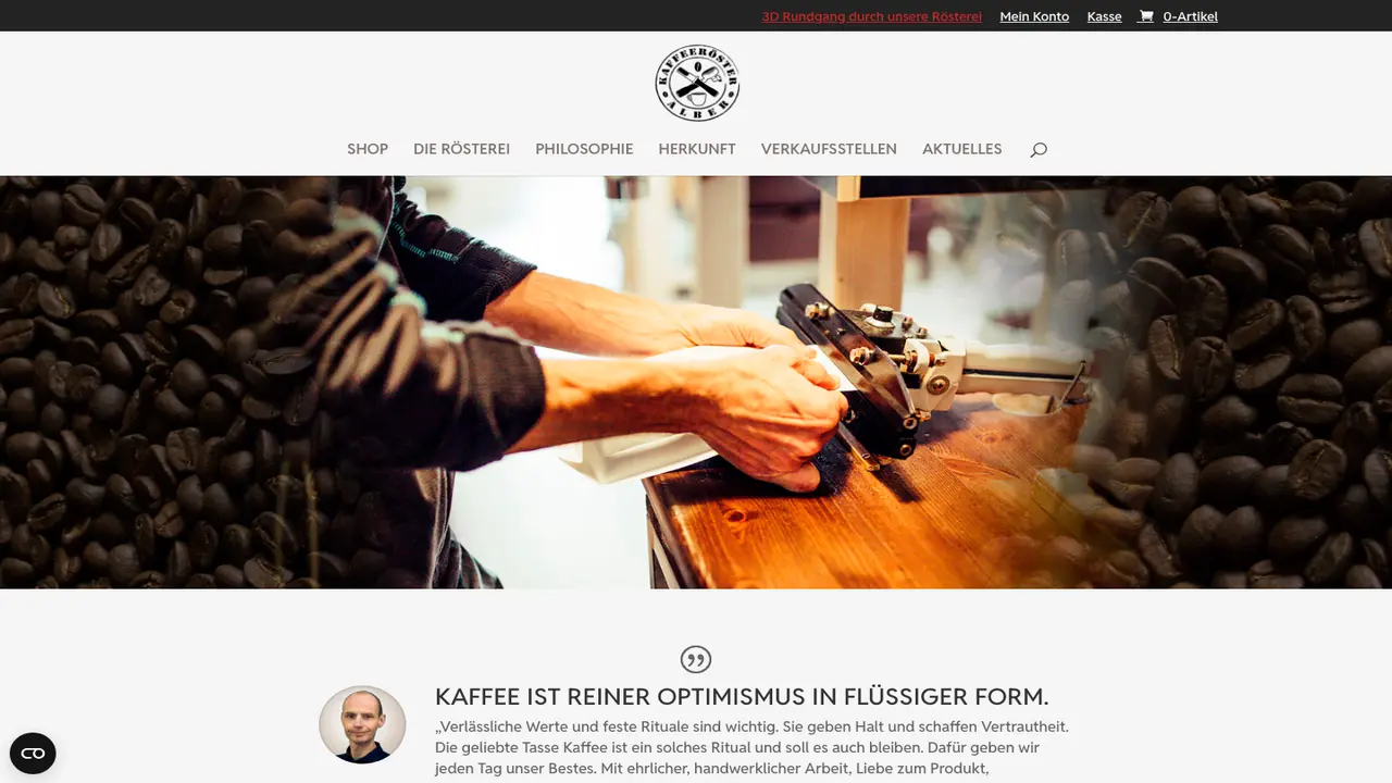Website der Kaffeeröster Alber