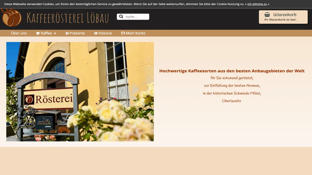 Website der Kaffeerösterei