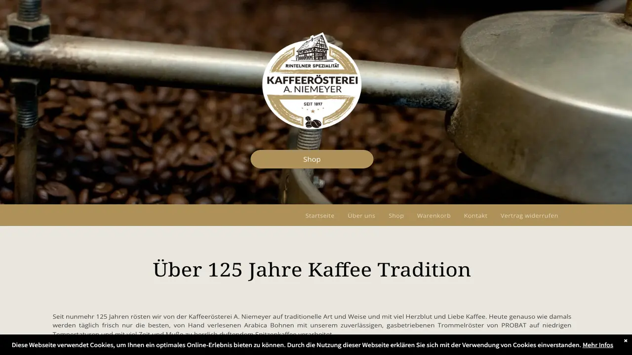 Website der Kaffeerösterei A. Niemeyer
