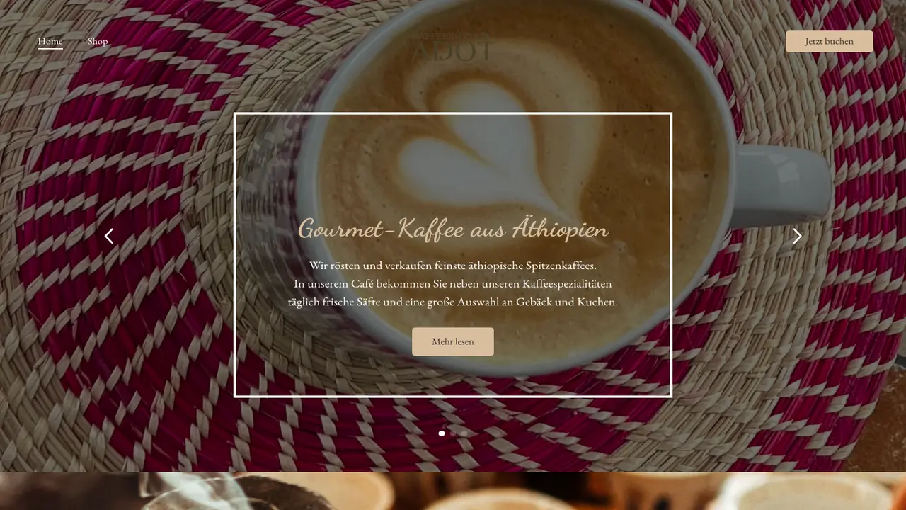 Website der Kaffeerösterei Adot-feinster äthiopischer Gourmetkaffee