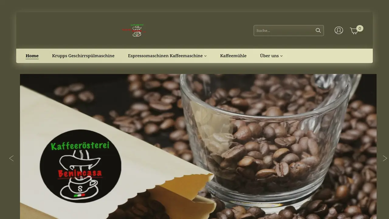Website der Kaffeerösterei Benincasa