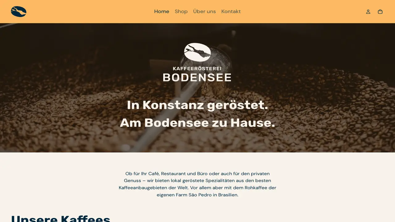 Website der Kaffeerösterei Bodensee