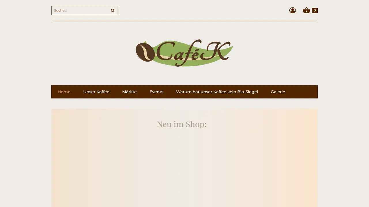 Website der Kaffeerösterei CaféK