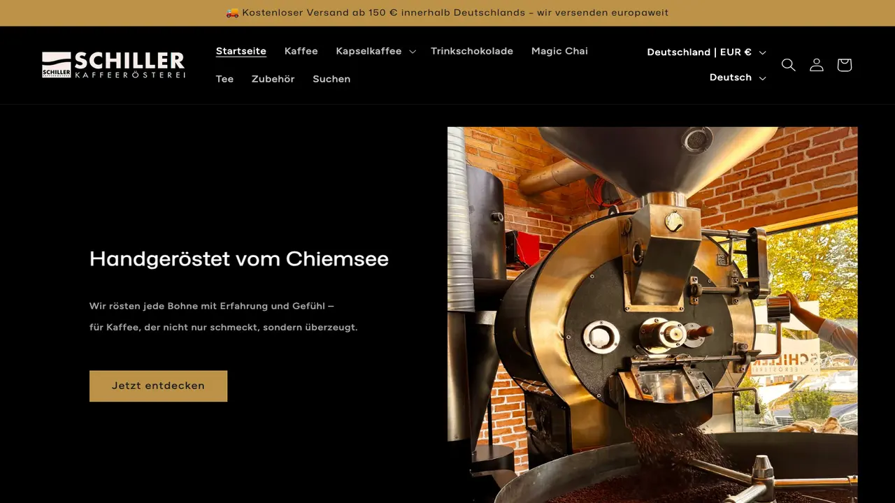 Website der Kaffeerösterei Chiemsee / Schiller