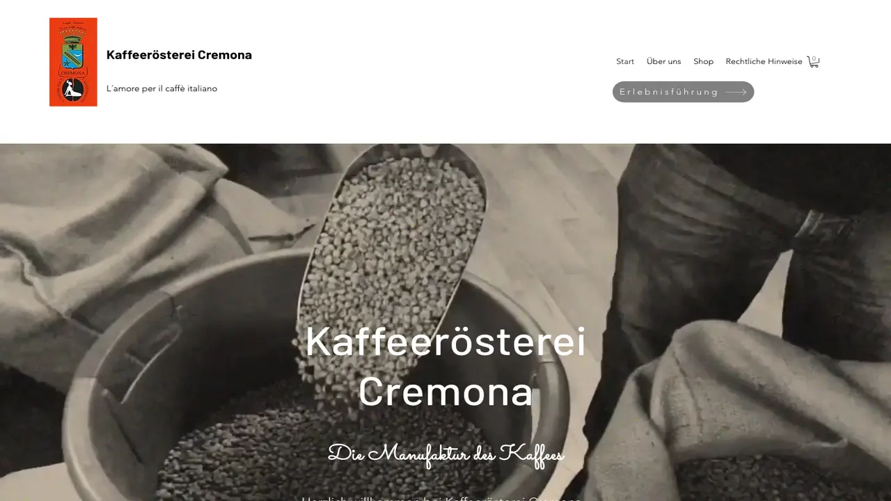Website der Kaffeerösterei Cremona, Inh. Birgit Zepf
