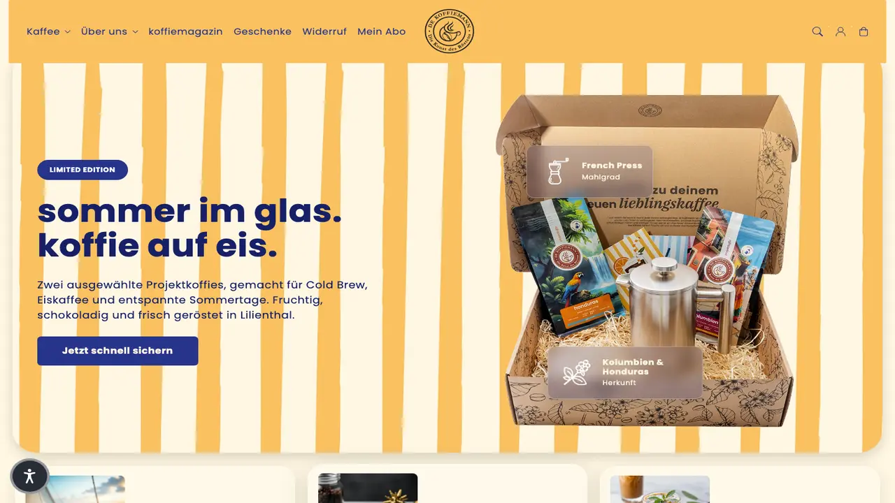 Website der Kaffeerösterei de koffiemann GmbH