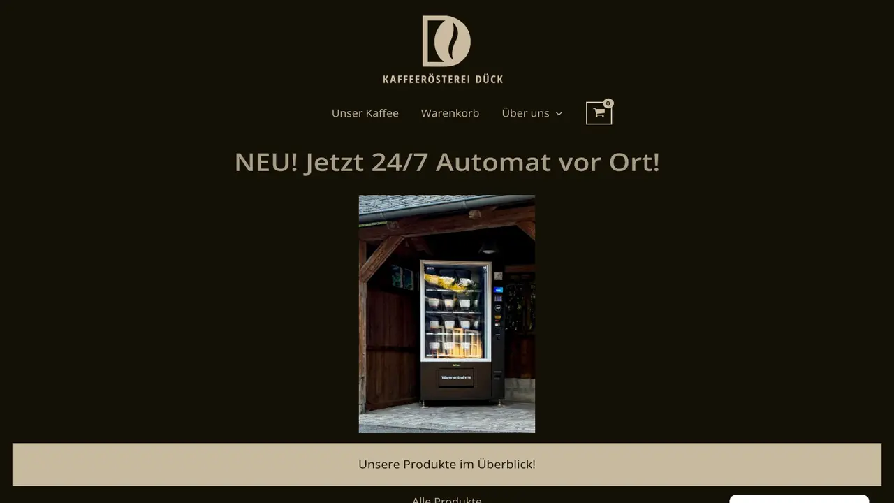 Website der Kaffeerösterei Dück