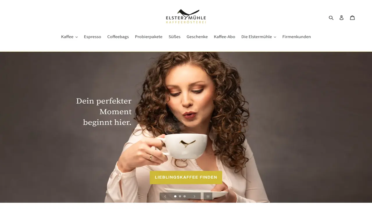 Website der Kaffeerösterei Elstermühle
