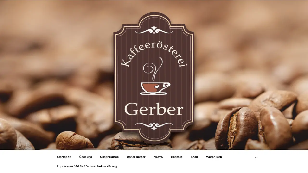 Website der Kaffeerösterei Gerber