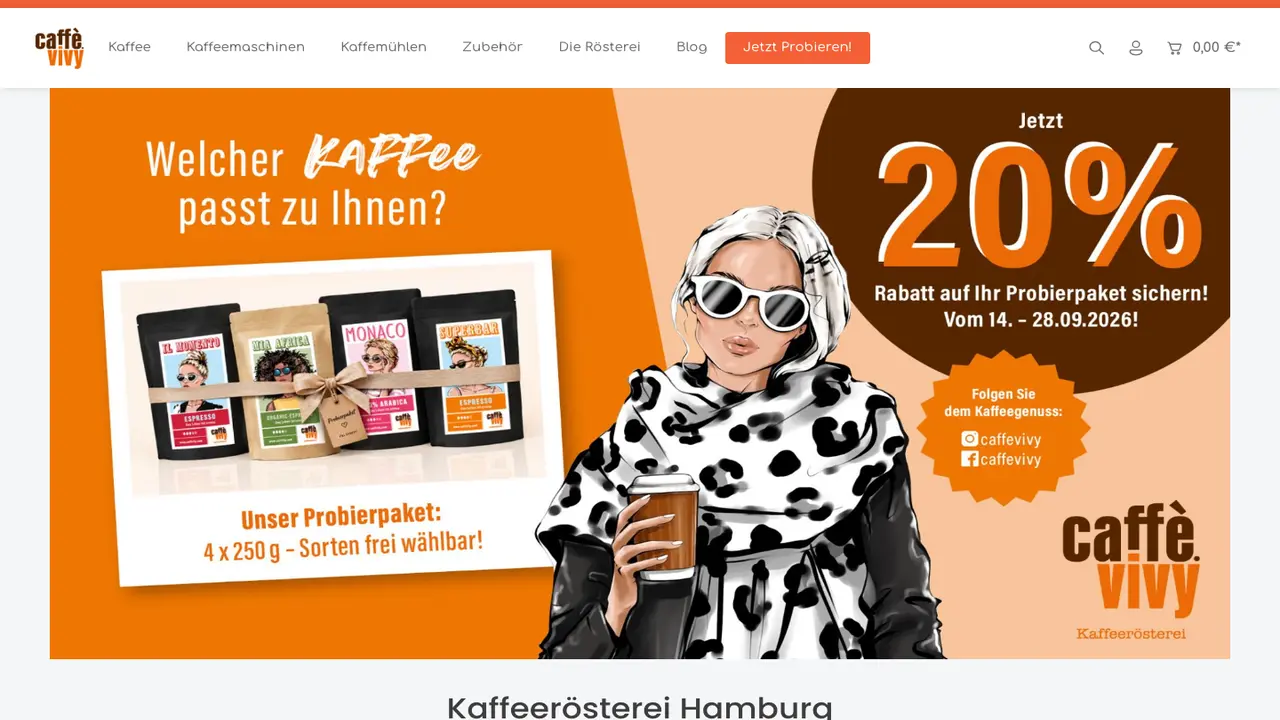Website der Kaffeerösterei Hamburg, Norderstedt